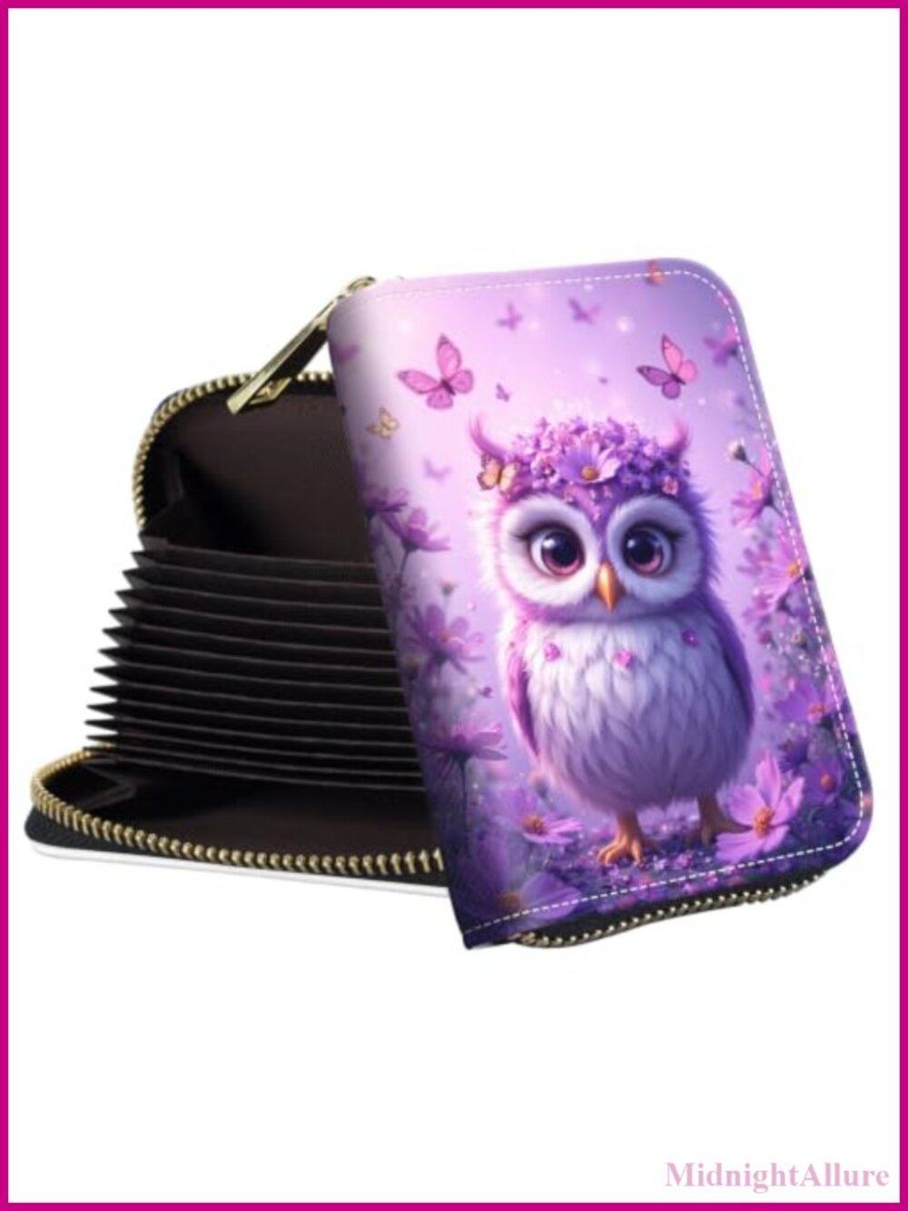 RFID Blocking Small Zipper Wallet PU Leather Accordion Credit Card Holder